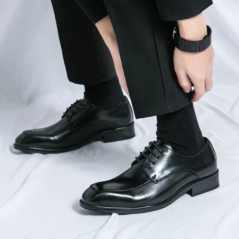 Hot Fi British Style Business Leather Shoes Formal Office Dress Shoes Brogue Shoes Mens Leisure Black Shoes Plus Size 38-46XJ250113