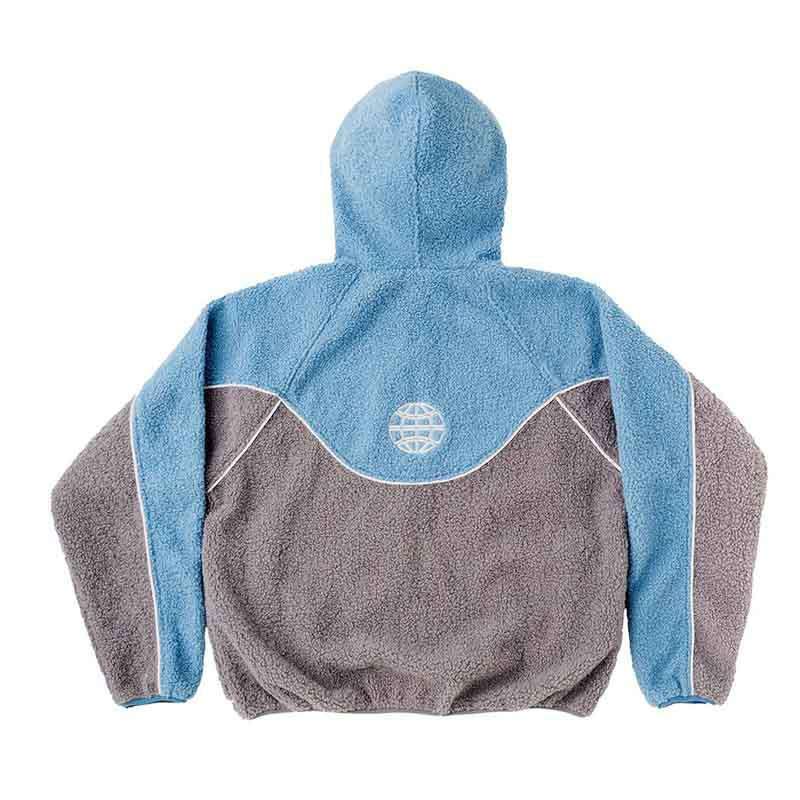 Wind autumn winter new color blocked lamb wool pullover trendy brand American street men's and women's hooded jacket