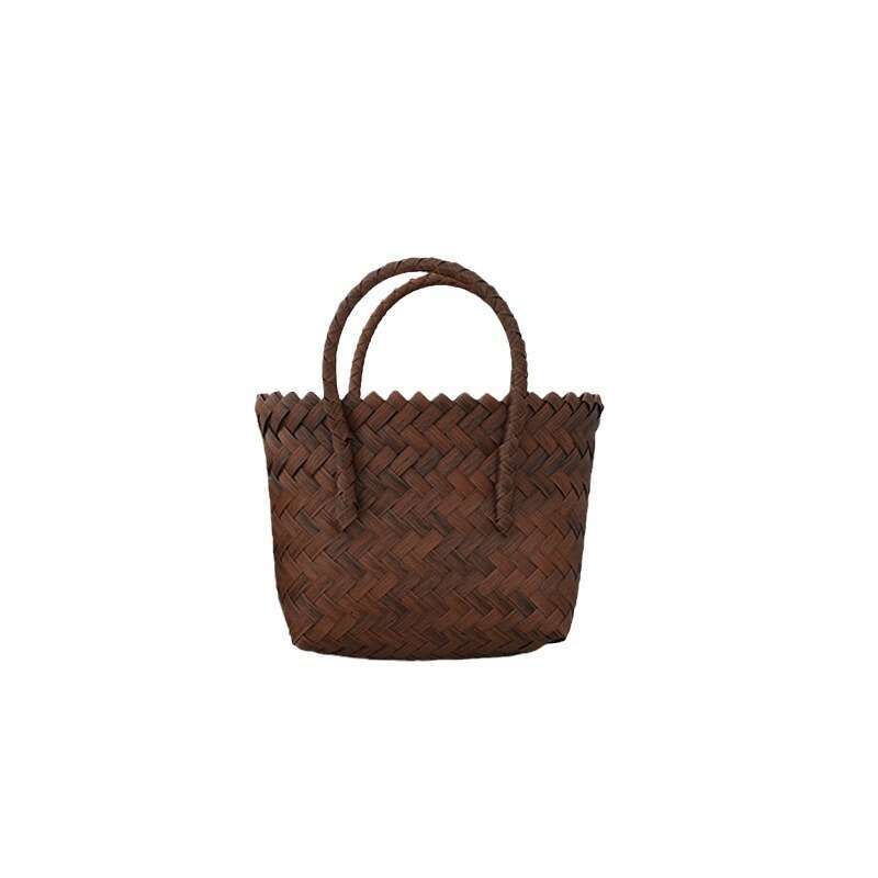 Plastic woven shoulder summer tote French versatile bag vegetable basket