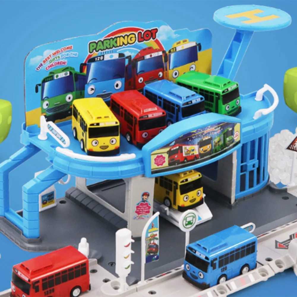 Cartoons Tayo the Little Bus Set Assembled Bus Station Parking Lot Car Runway Model with 2 Mini Tayo Bus X250113