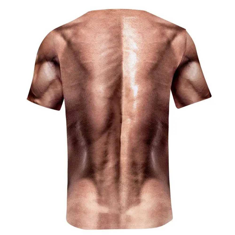 European and American mens T-shirt mens fake muscle 3D printing funny T-shirt summer top short sleeve fashion casual T-shirt X250113