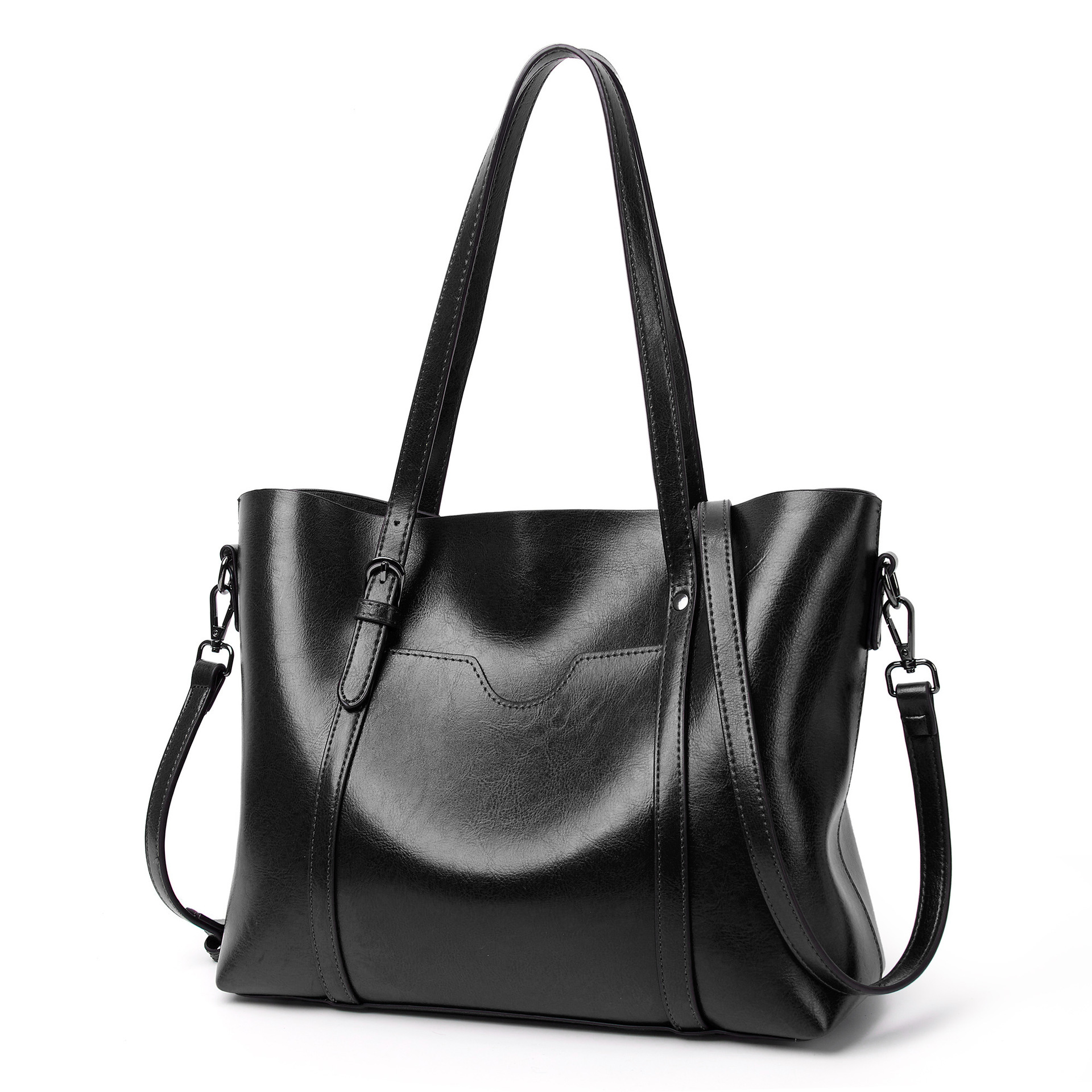 Free Shipping New Designer Solid Color Leather Handbag Large Capacity Bag Multifunctional Business Bag Casual Briefcase File Bag Wallet