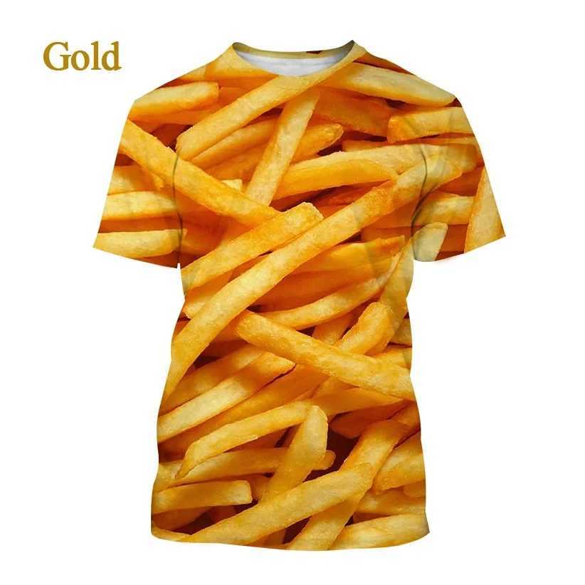 Hot Selling Food Burger French fries 3d Print Unisex Harajuku O-neck T shirt Casual Short Sleeve T-shirt Top Summer man clothing X2501133
