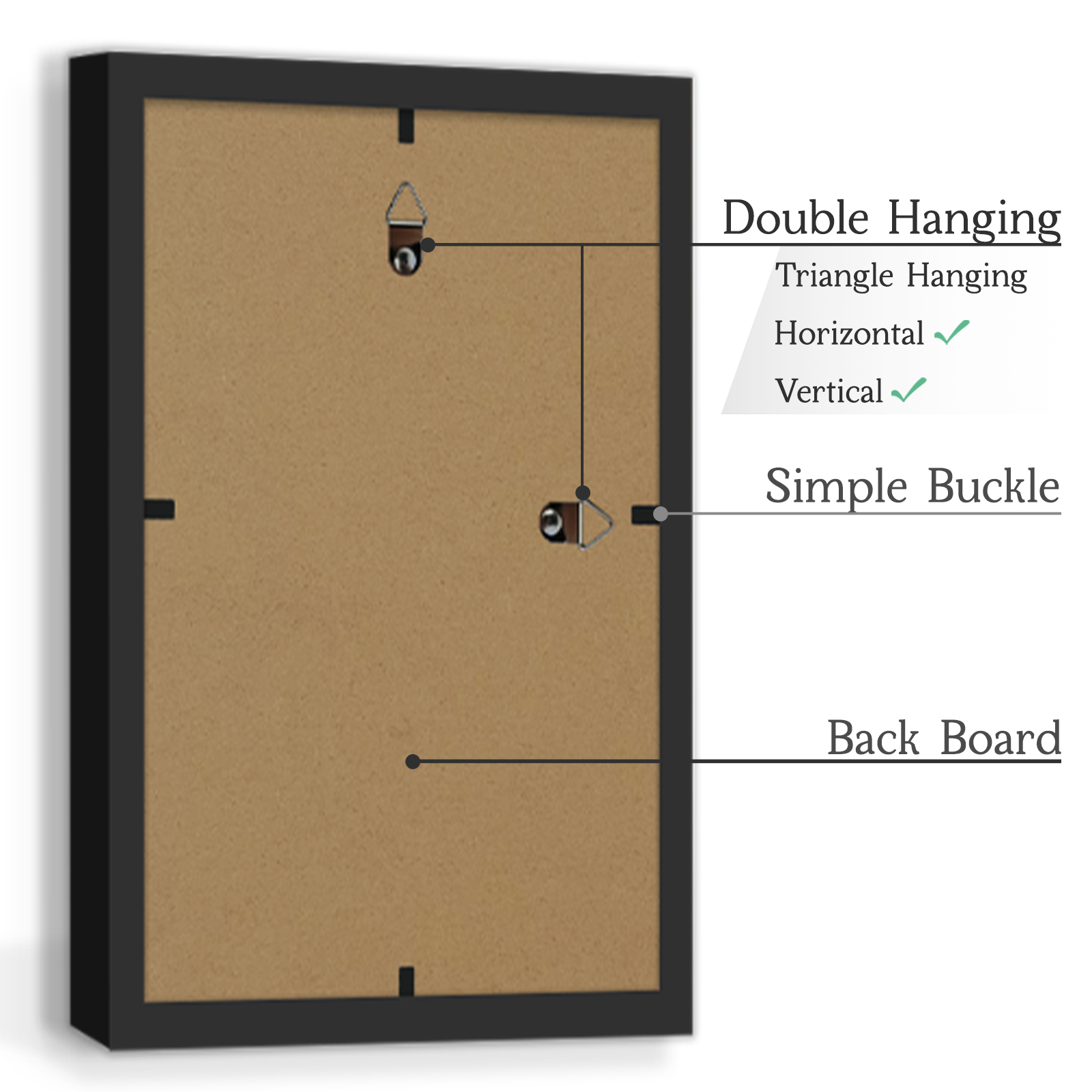 3pcs Picture Boxed Set, Display Pictures 4x6 With Mat or 5x7 Without Mat, Black/White/Burlywood Photo Frames H260306