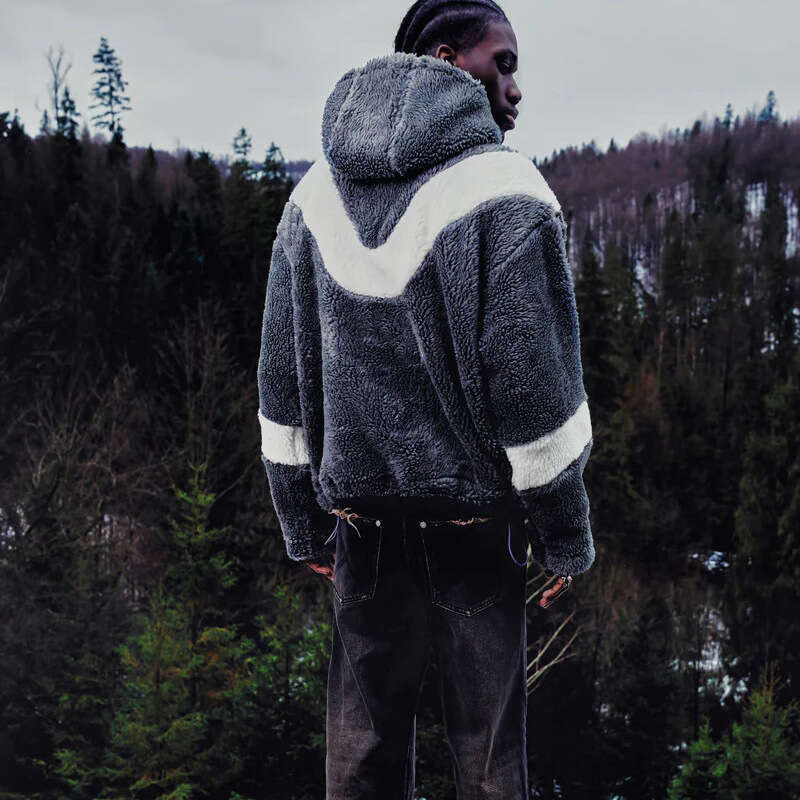 Fashionable trendy brand autumn and winter new item fashionable warm lamb wool personalized casual cardigan zipper jacket