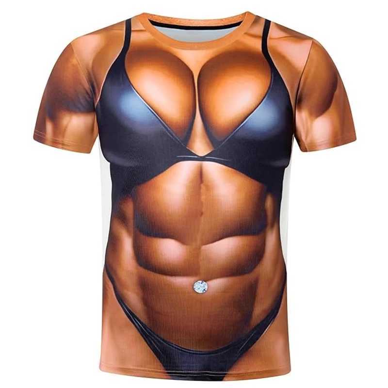 3D Print Fake Musle Graphic T Shirt Men Clothing Summer Funny Ugly Men T-shirts Harajuku Y2k Fashion Party Short Sleeve Men Tee X250113