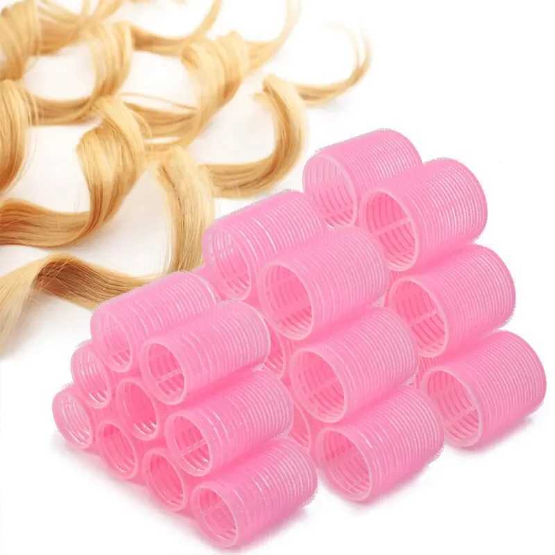 Hot selling 9-piece pink nylon plastic hair roll set DIY hair removal tool 3-size no heat self grip hair roll W250113