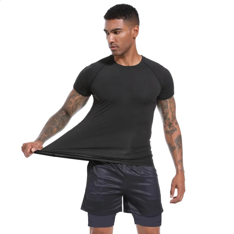 Mens Compression Shirts Summer Short Sleeves Tees Tshirt Gym Workout Fitness Running Tops Undershirts Baselayer Sportswear 250113