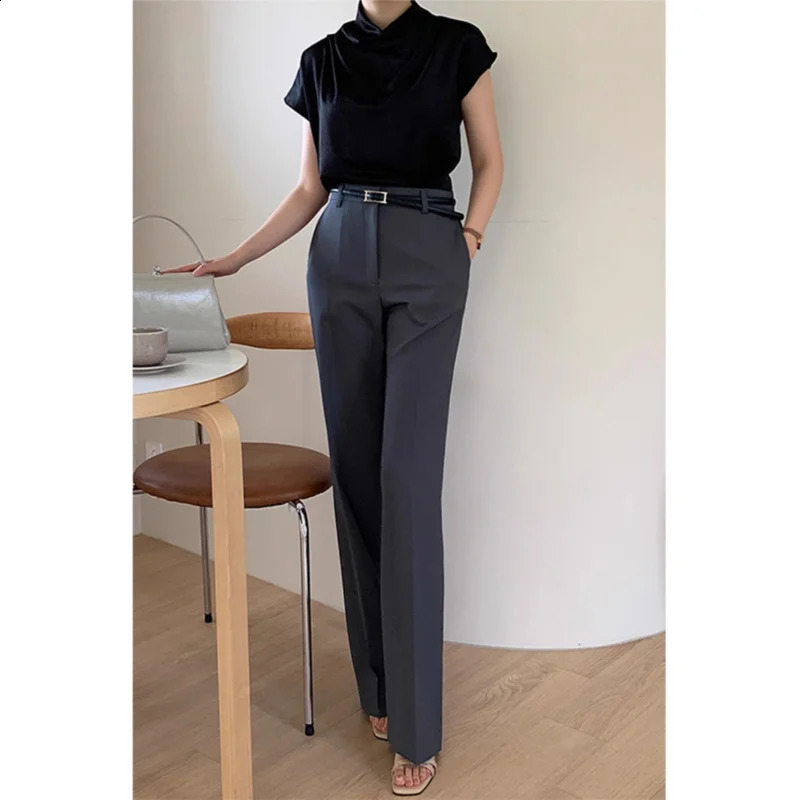 High Waist WideLeg Suit Pants Spring and Autumn Professional Zipper StraightLeg Small Loose Slimmin 250102