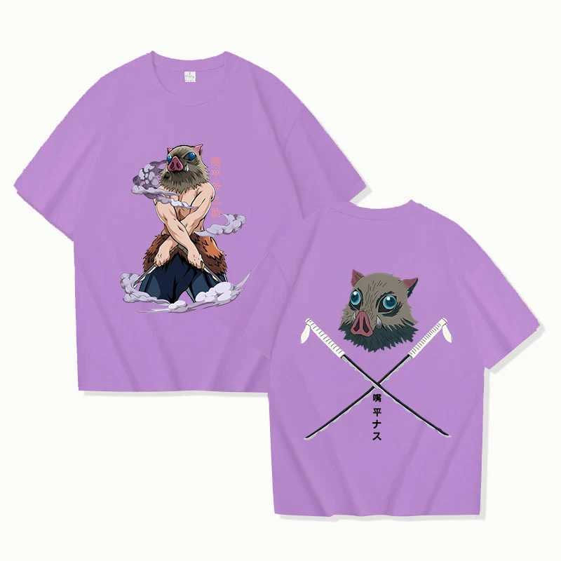 New Hot Anime Hashibira Inosuke Printed T-shirts Women Men Fashion Casual Loose Round Neck Creative Personalized T-shirts X250113