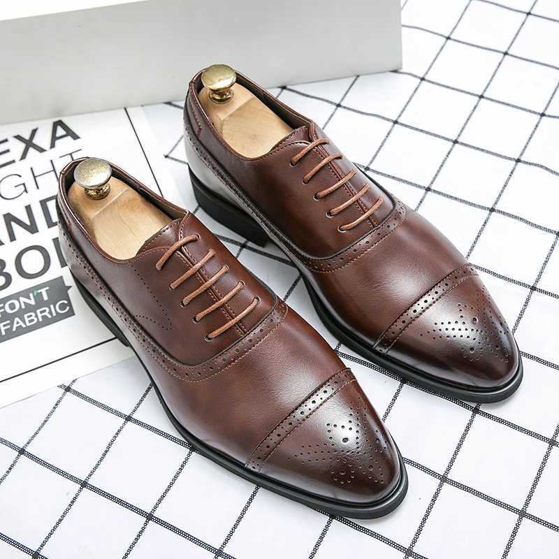 Derby Leather High Quality Fi Formal Wedding Mens Office hot Shoes Black Brown 38-48 Men ShoesXJ250113