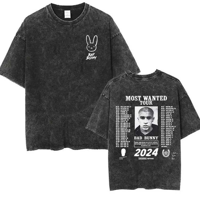 Most Wanted Tour T Shirt Nadie Sabe Lo Que Va Pasar Manana Vintage Washed T-shirt Men Women Hip Hop Fashion Oversized X250113
