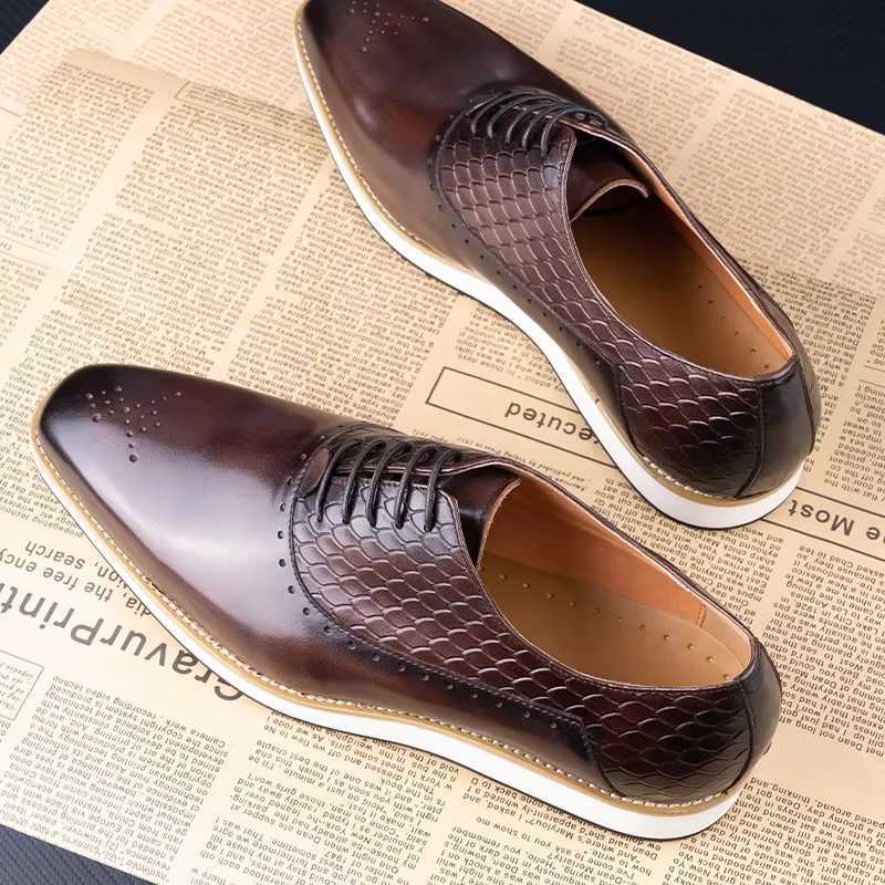 Leather Men Shoes Formal Business Comfortable Lace Up Leisure Shoes Casual EVA Rubber Bottom Fi Sneaker Oxfords Man ShoesXJ250113
