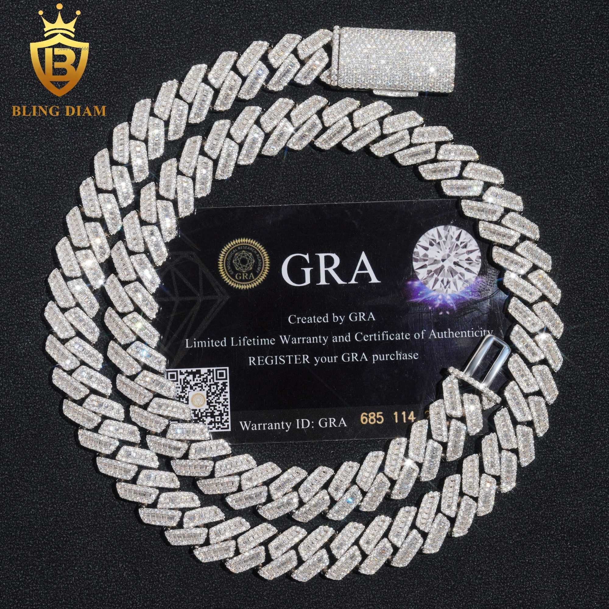 New Fashion Miami Hip Hop Necklace Cuban Link Chain 12MM Pass Diamond Tester 925 Sterling Silver