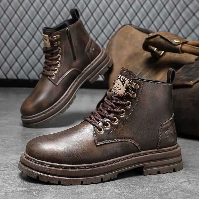 High Top Boots for Men Fi Men Casual Shoes Breathable Comfortale Men Ankle Boots No-slip Mens Work Boots botas para hombreXJ250113