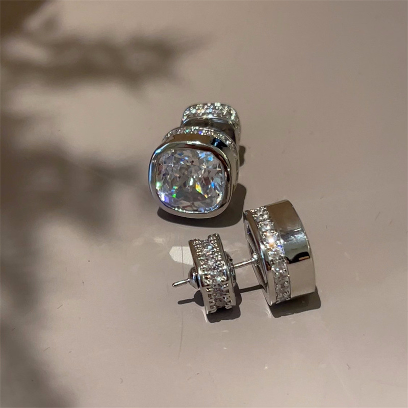 Choucong Handmade Stud Earrings Luxury Jewelry 925 Sterling Silver Gold Fill 5A Cubic Zircon CZ Diamond Gemstones Elegant Party Women Square Earring G