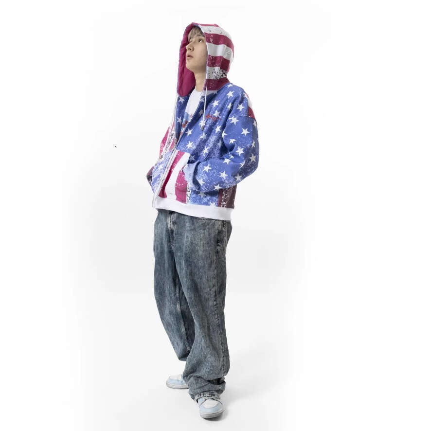 New American Flag Men's and Women's Sportswear, Couple Hoodies, Trendy Brand Gradient