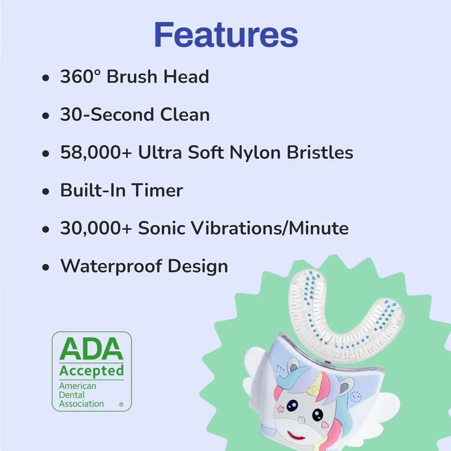 Electric Toothbrush, ADA Accepted, with Unique Cleaning Modes