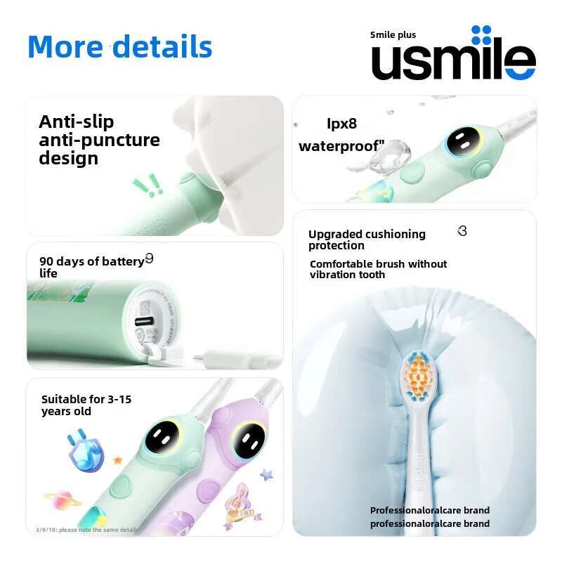 Usmile Children's Electric Rechargeable Sonic Automatic 3-15 Year Old Baby Smart Toothbrush Q20