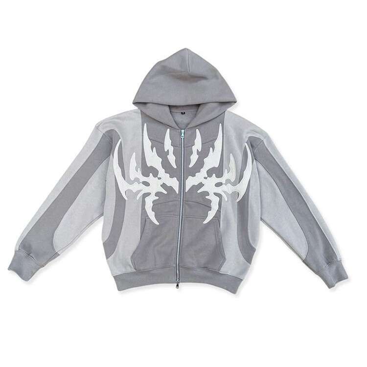 Gothic hip-hop punk style patchwork hoodie casual top
