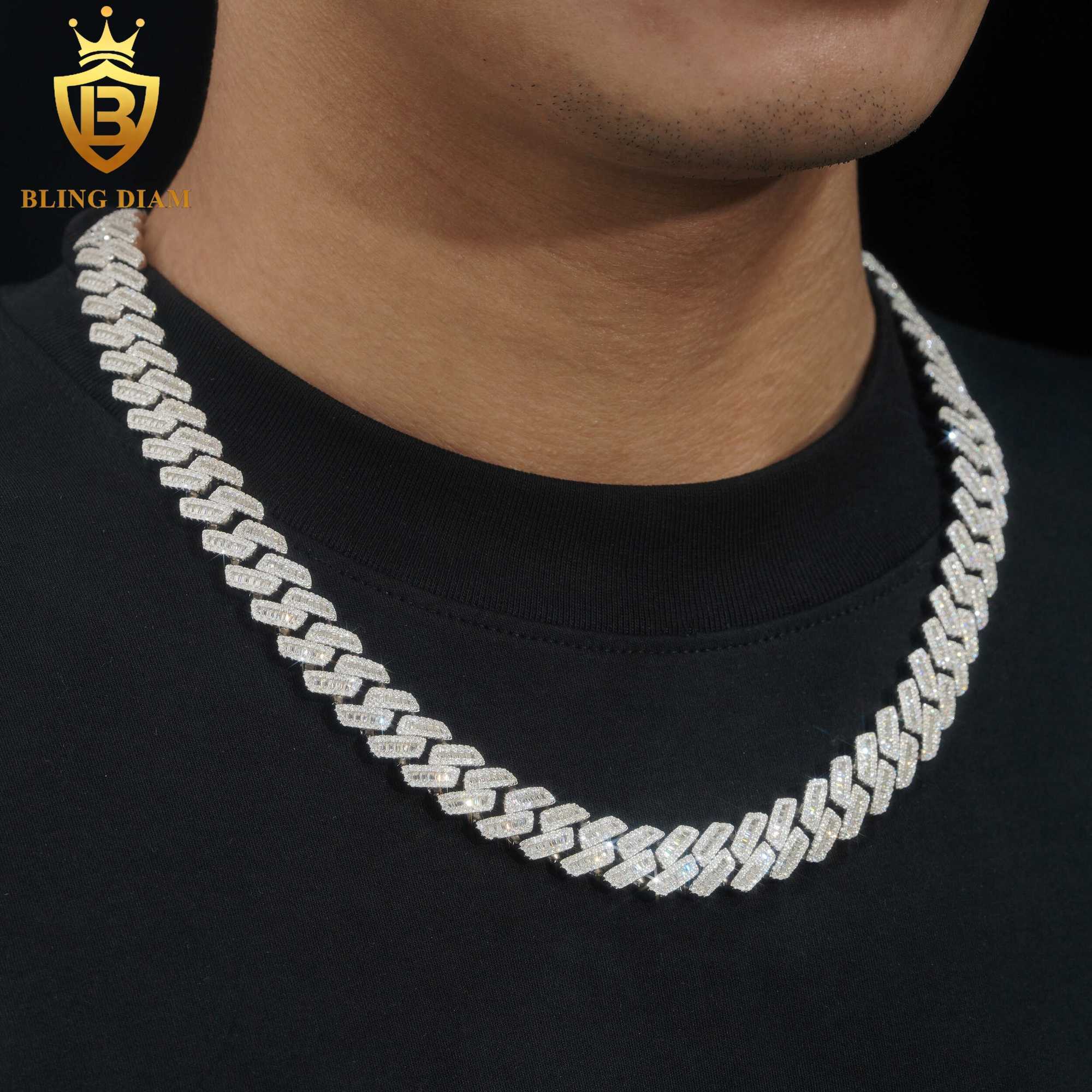 New Fashion Miami Hip Hop Necklace Cuban Link Chain 12MM Pass Diamond Tester 925 Sterling Silver