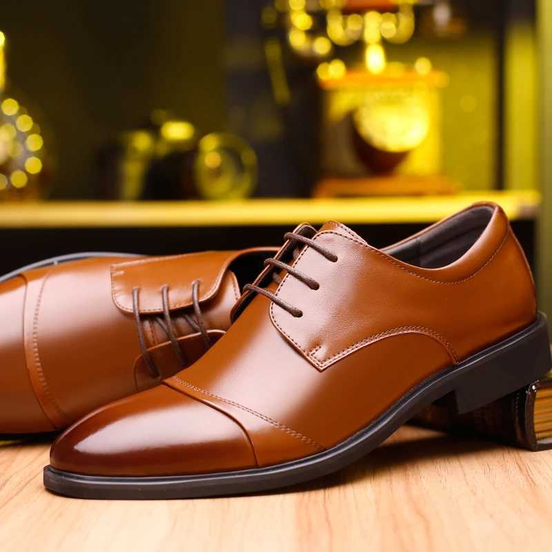 Flat / 6CM Genuine Leather Men Formal Elevator Shoes Wedding Business Height Increase Lift Shoes Invisible Summer Hollow WeddingXJ250113