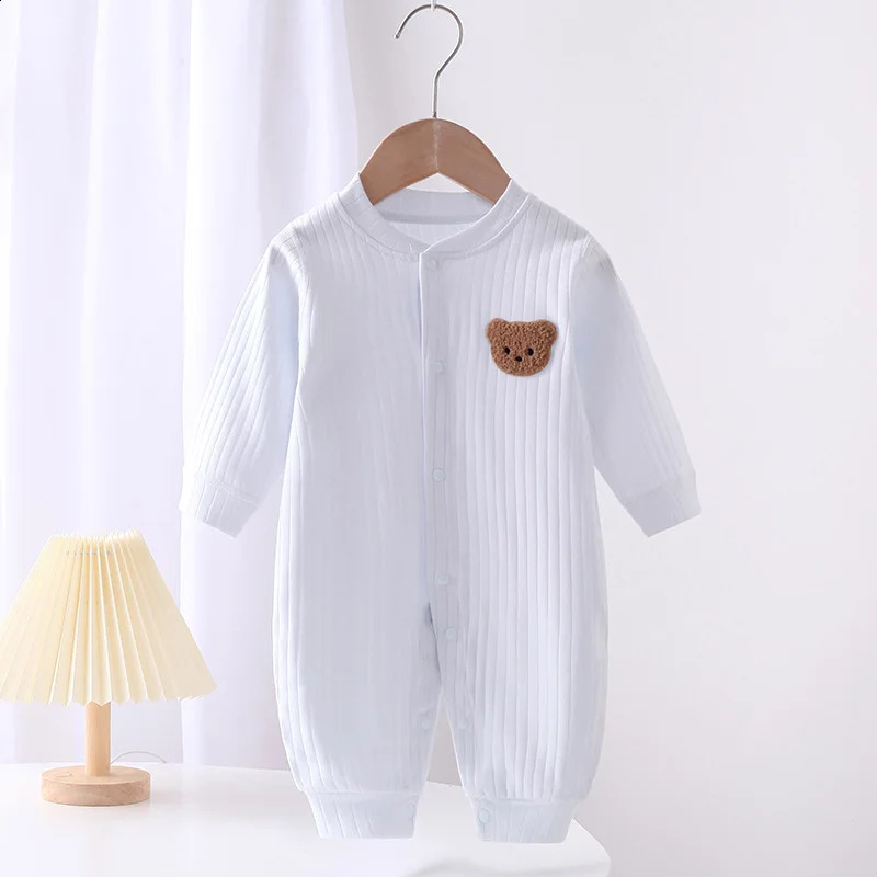 Baby Rompers for Boys Girls born Bodysuit One Piece Solid Color 100 Cotton 0-24M Long Sleeve Loungewear Outfit 250113