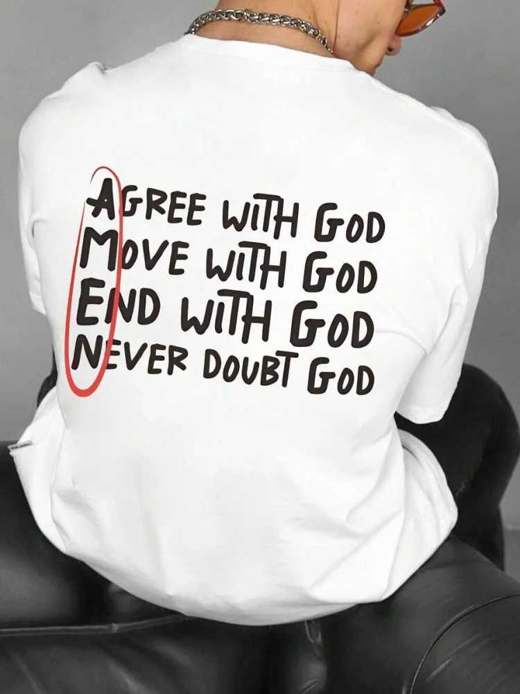 Prayer Letters And God Printed Mens T-shirt Summer Casual Daily Mens Short-sleeved Top Outdoor Sports Mens Fashion T-shirt X250113