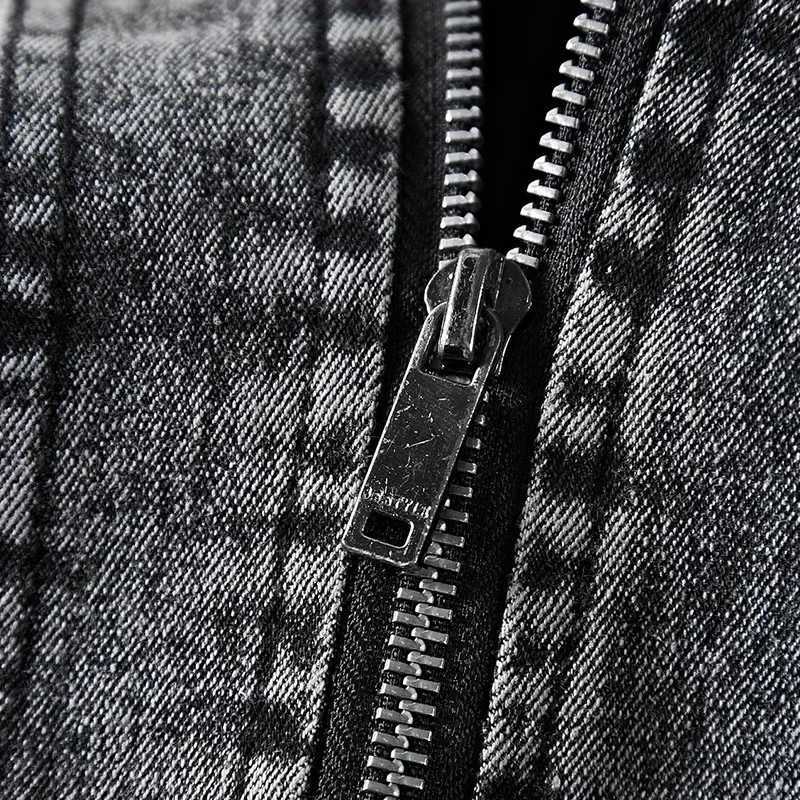 Mens Denim Jacket Korean Fashion Light Blue Printed Casual Shirts Denim Black Denim Coats Men Clothing Winter Jacket Men 4XL X250113