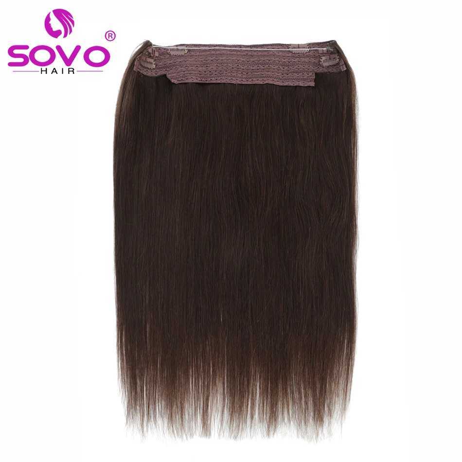 Halo Hair Extensions 00% human hair 4-28 inches hidden thread clip on hair Ombre brown human Remy fishing line hair extension W250113