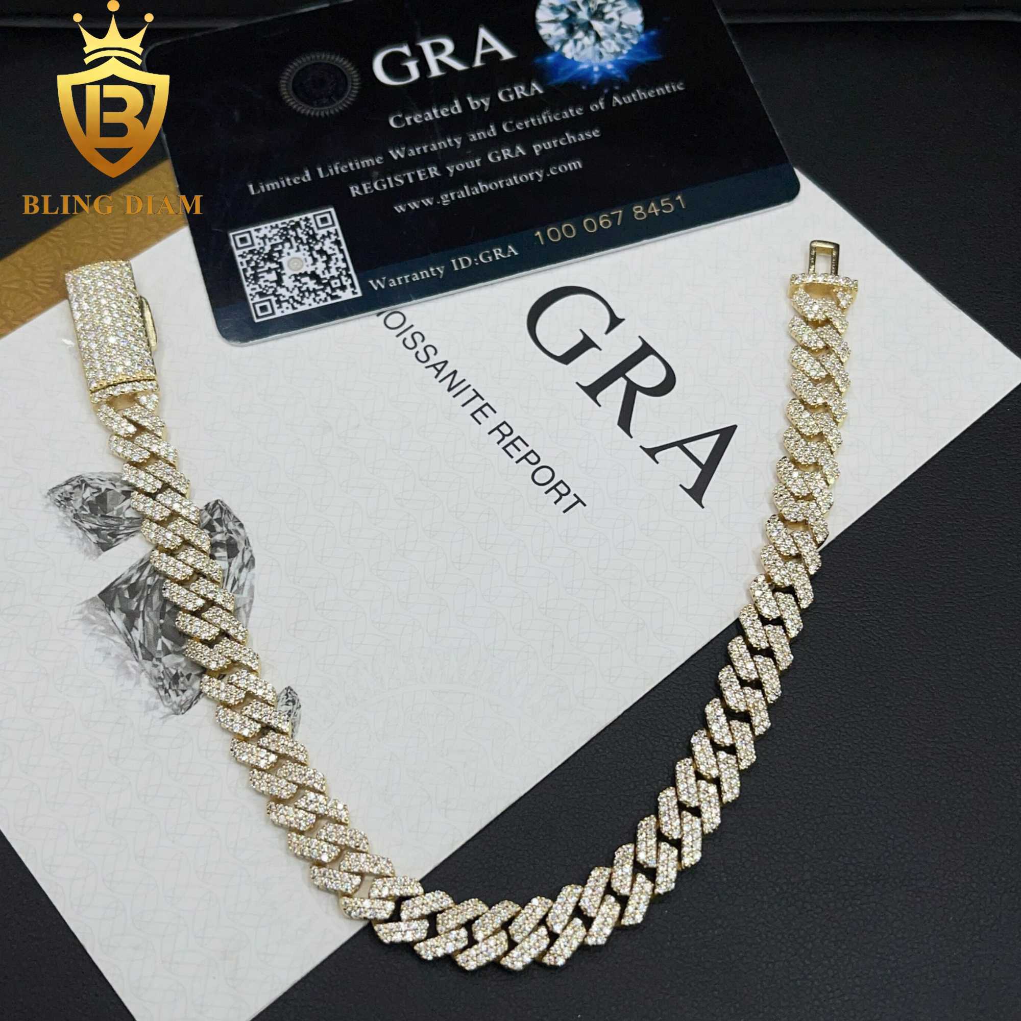 Hip Hop Jewelry 925 Sterling Silver VVS Diamond Moissanite Iced Out Cuban Link Chain 8MM Bracelet Necklace
