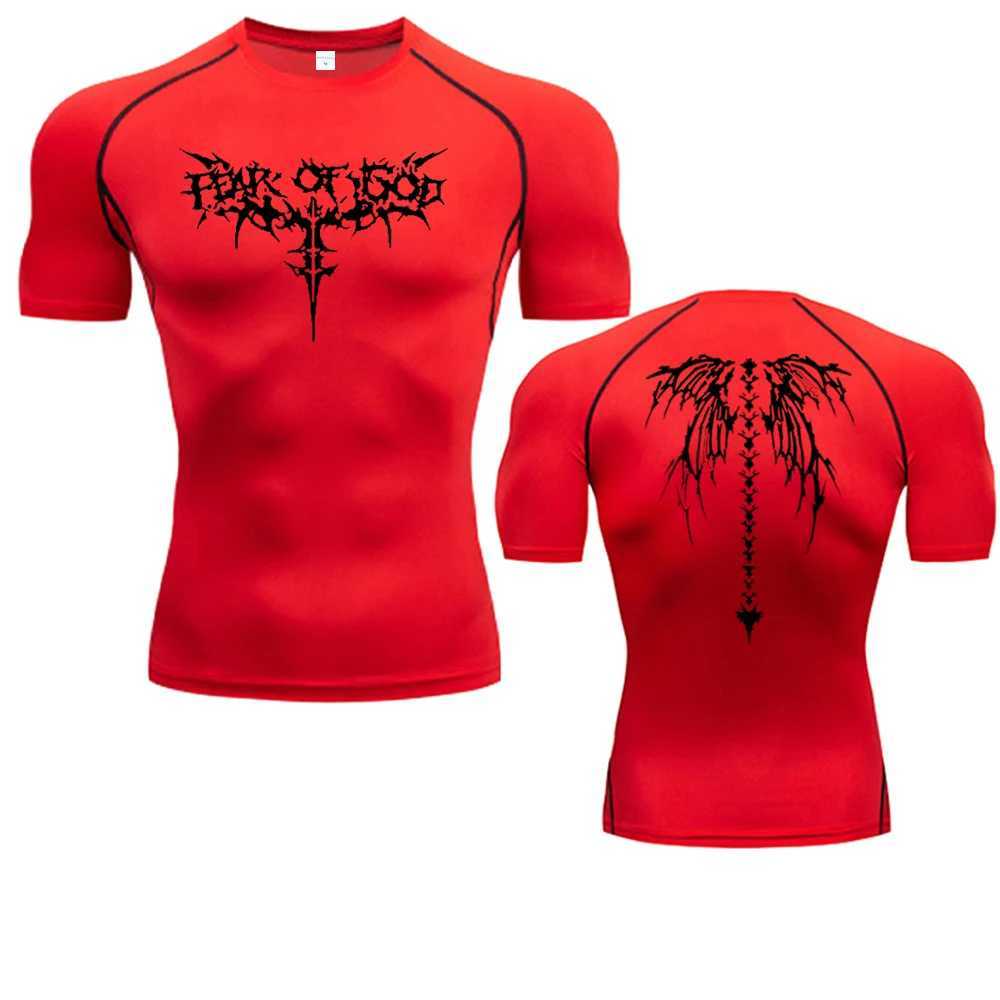 Mens Compression Shirt Anime Print Gym Sport Quick Dry Gym TShirts Fitness Athletic Undershirts Elasticity Tops Tee Summer Male X250113