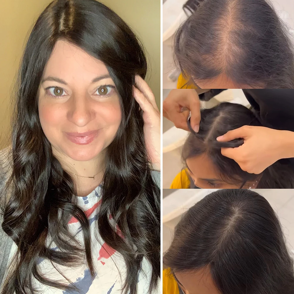 Silk Base Real Human Wavy Hair Topper 15x16cm Silk Top Hair Piece Best for Hair Loss Thin Hair Cover Top Head Area for loose wave Hair toupee women na