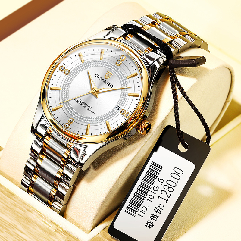 Luxury Men's Business Watch with Skeleton Design and Waterproof Steel Band