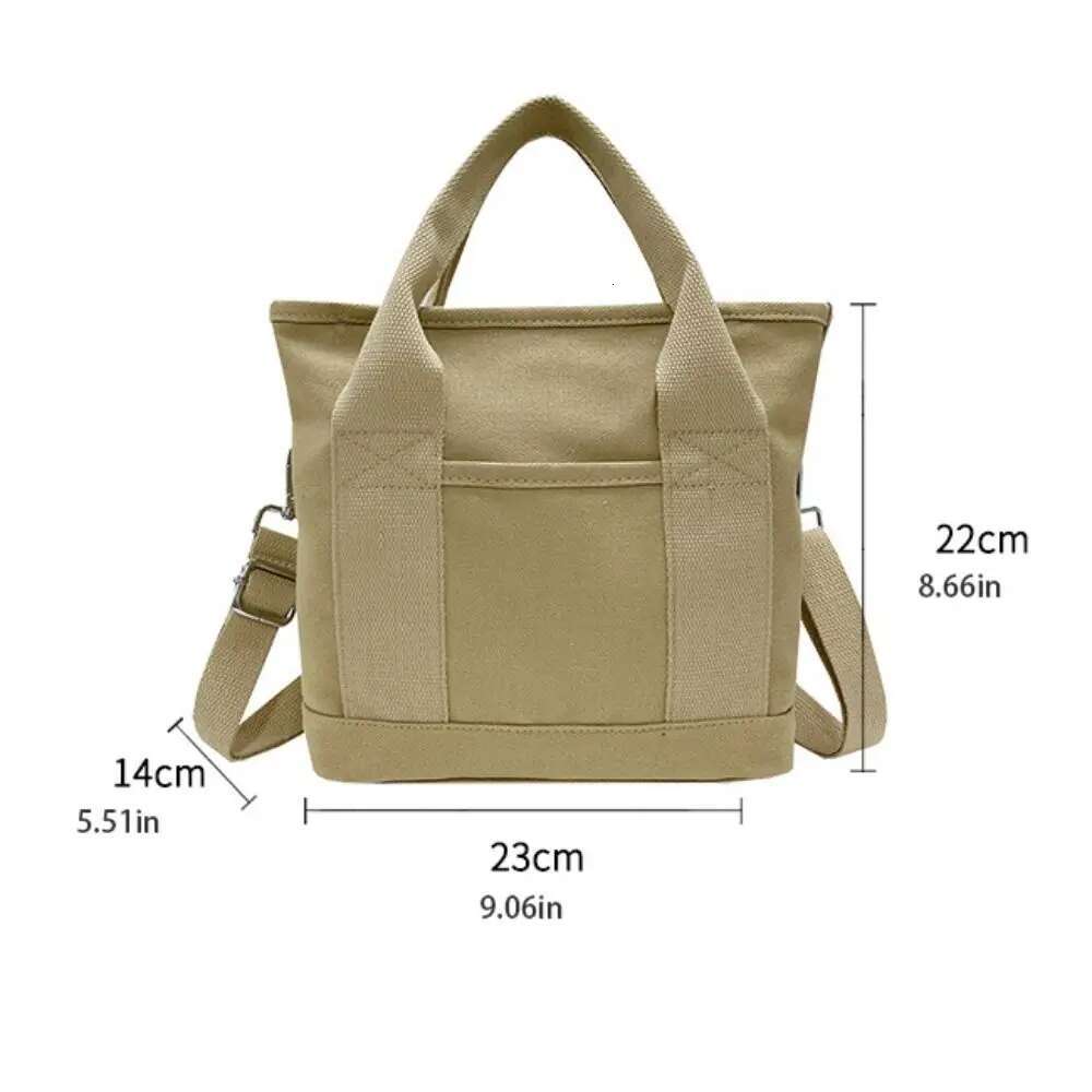 Ins Canvas Shoulder Pure Color Crossbody Large Capacity Simple Tote Bag Backpack Handbag