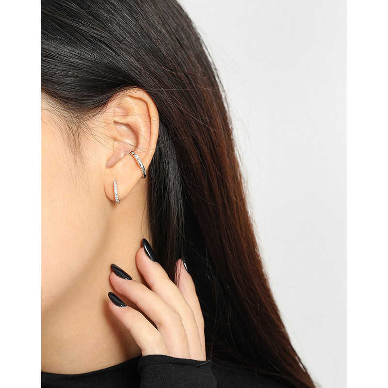 WMEB104 Zircon Small Hoop Earrings 925 Sterling Silver 925 Jewellery Earrings