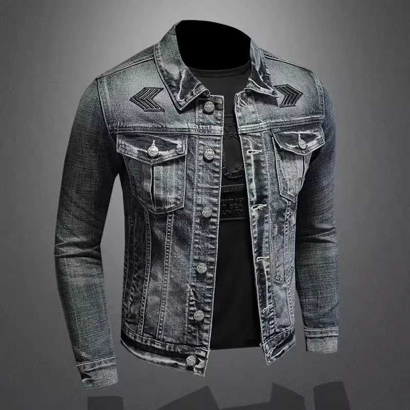 Mens Vintage Denim Jacket High Street Trend Loose Street Riding Biker Clothing Handsome Casual Buttoned Lapel Mens Clothing X250113