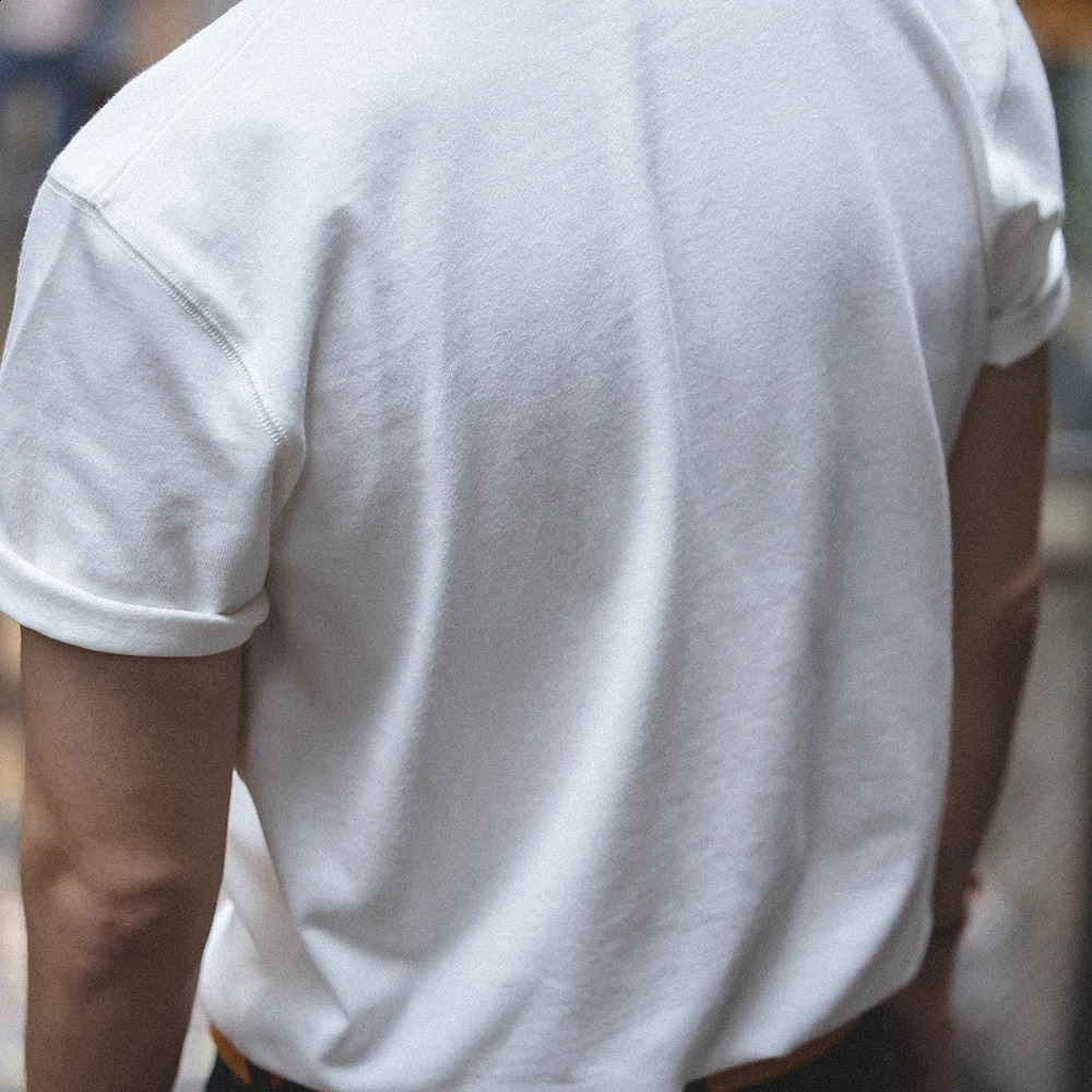 Maden Summer Solid Color Cotton Tshirts for Men Unisex ONeck T Shirts Short Sleeve Heavyweight Plain White Tees Basic Tops 250113