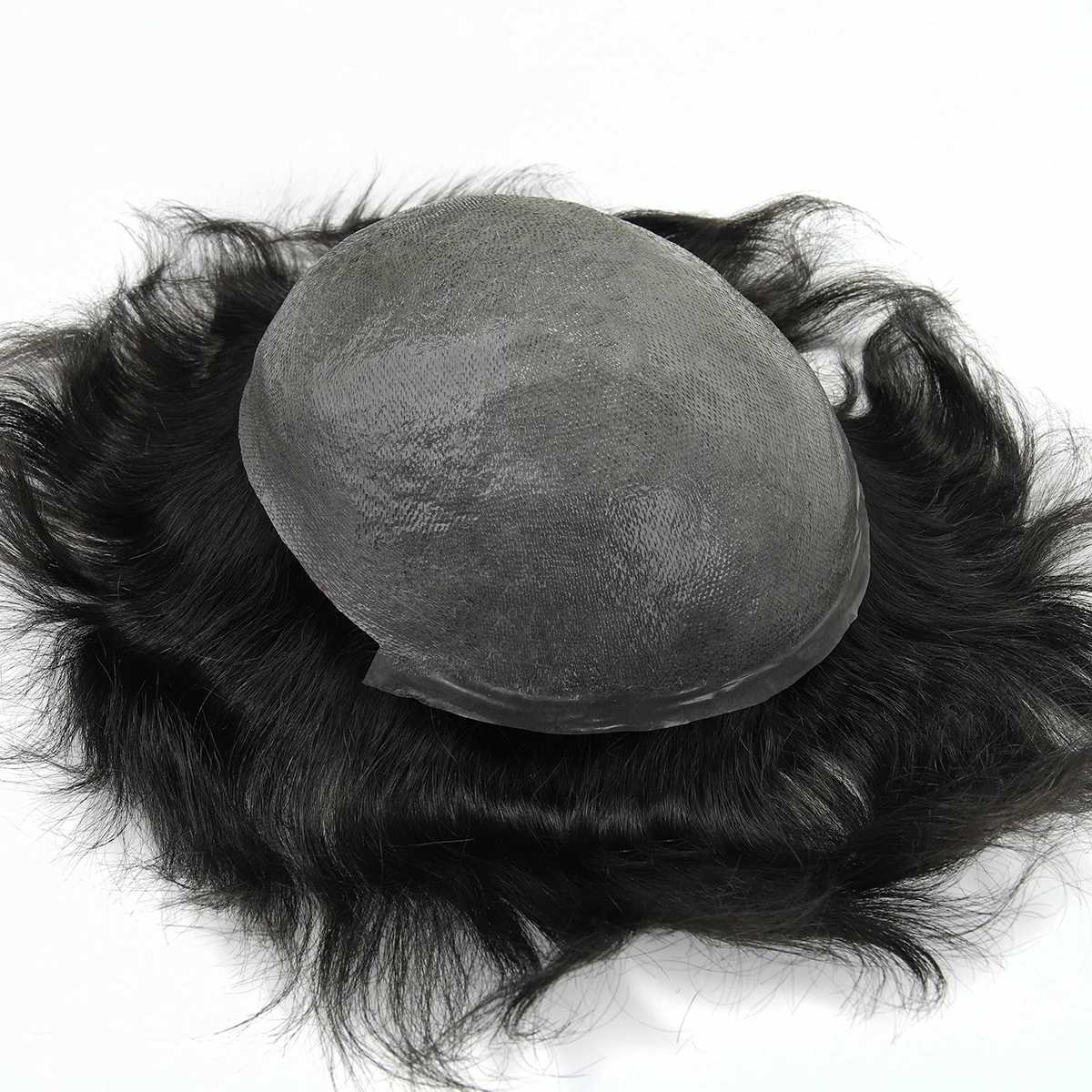 Beeos TJNG 6 inches 0.03-0.04mm Super Thin Skin Men Toupee Hair System Human Hair Protesis Capilar Hombre Pelo Humano W250113