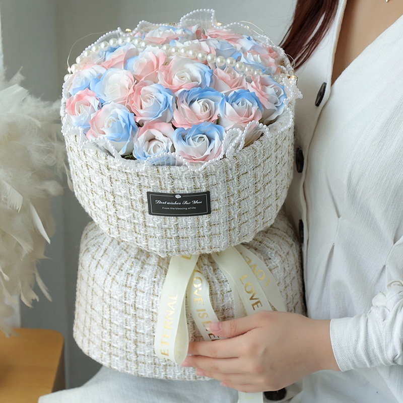Artificial Flower Rose Bouquet Eternal Flowers Rose Carnation Bouquet Valentine's Day Gift Box Wedding Decoration Graduation
