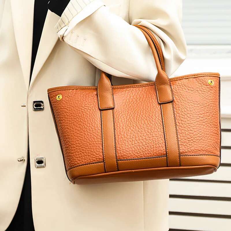 Genuine Leather Women's Handbags Fashion Cowhide Lady Tote Shoulder Messenger Bag Wide Strap Top Handle Bags