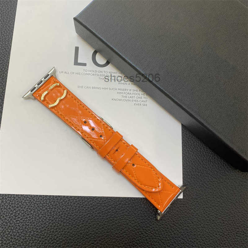 Smart Straps designer Channel Lacquer Leather Metal Applewatch for iWatch Watchbands Designers 3 4 5 6 7 8 Se Ultra 38mm 40mm 41mm 42MM 44MM 45mm 49mm Waist Bracelet 5L1
