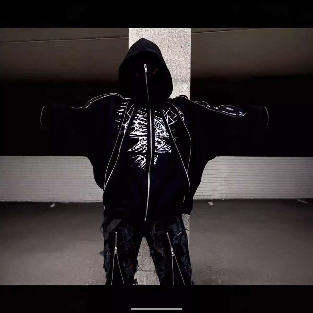 American style new street trend high craftsmanship dark Harajuku Y2K zipper with cap loose unisex bathroom