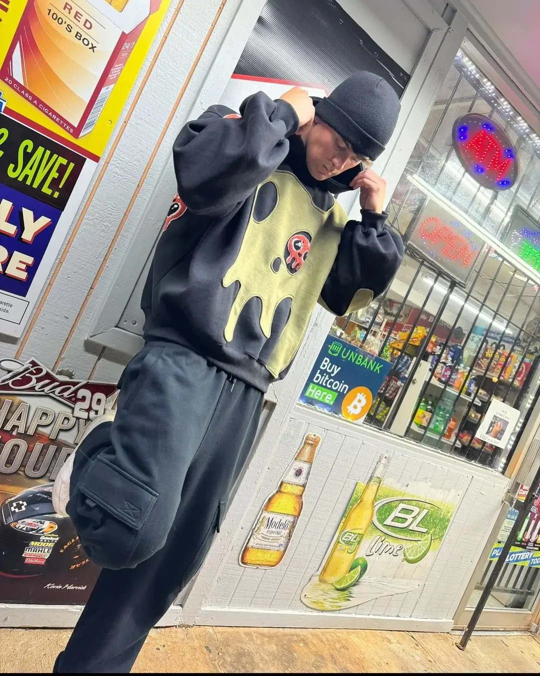 Gothic Casual Hooded Sweatshirt Retro Fashion Y2k High Street Cartoon Splicing Plus Size Harajuku Niche Couple Loose Top 250109