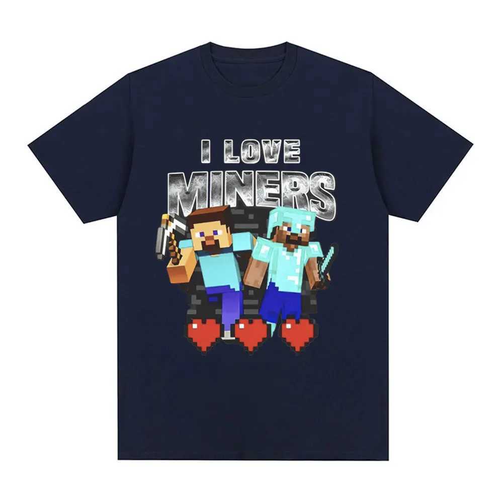 I Love Miners Print T Shirt Otaku Game Funny Meme T-shirt Mens Women Clothing Cotton Casual Short Sleeve Oversized T Shirts Tops X2501131