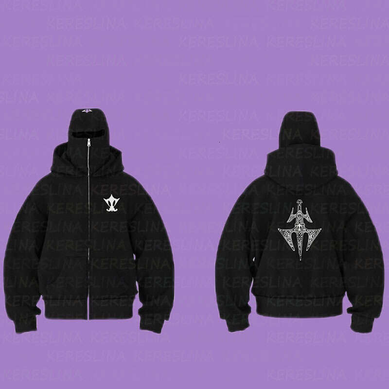 Overseas trendy brand double hat design letter hooded autumn and winter unisex loose Y2K sweatshirt