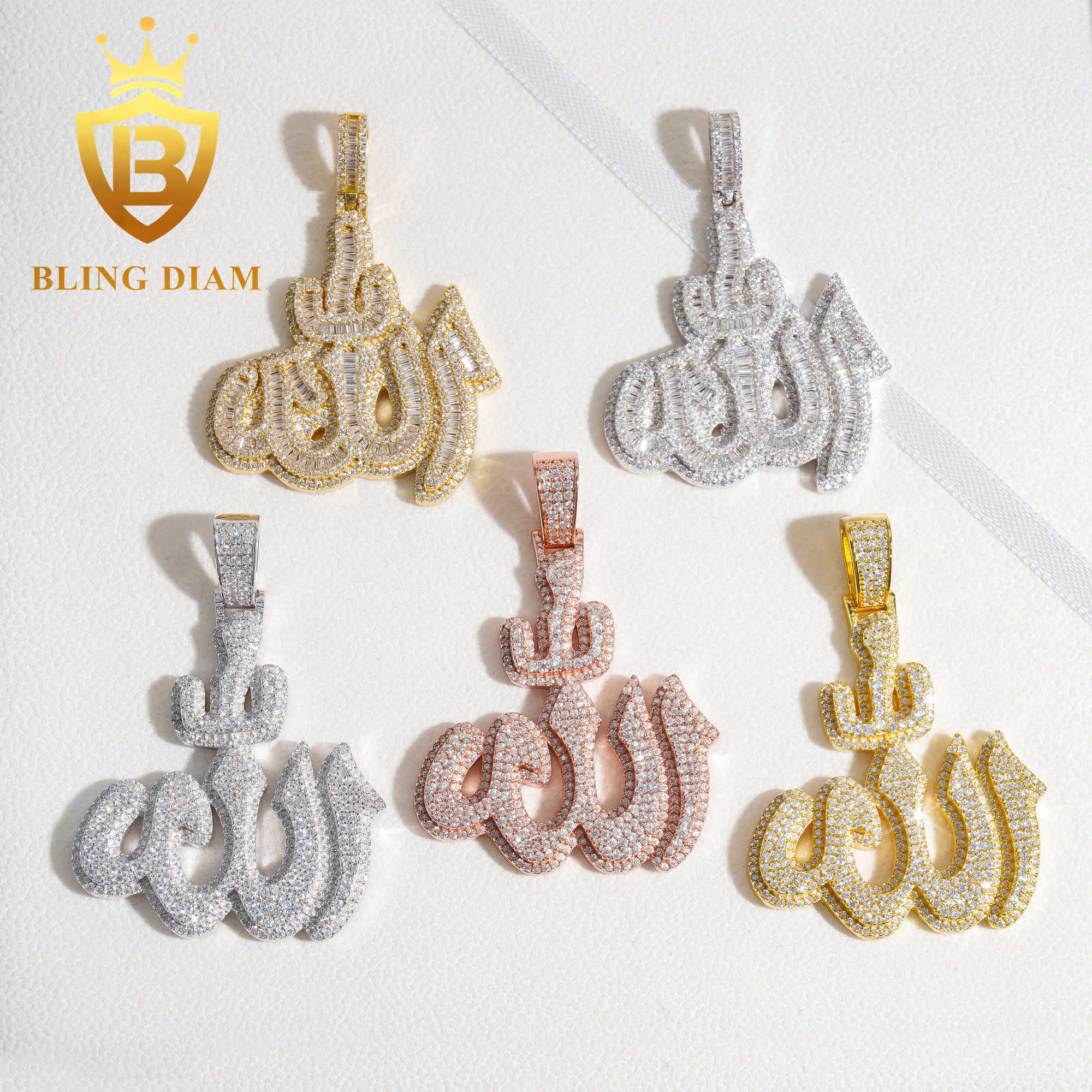 Street Jewelry Hip hop Moissanite diamond pendant 925 soild Silver Pass Diamond Tester allah pendant for tennis chain