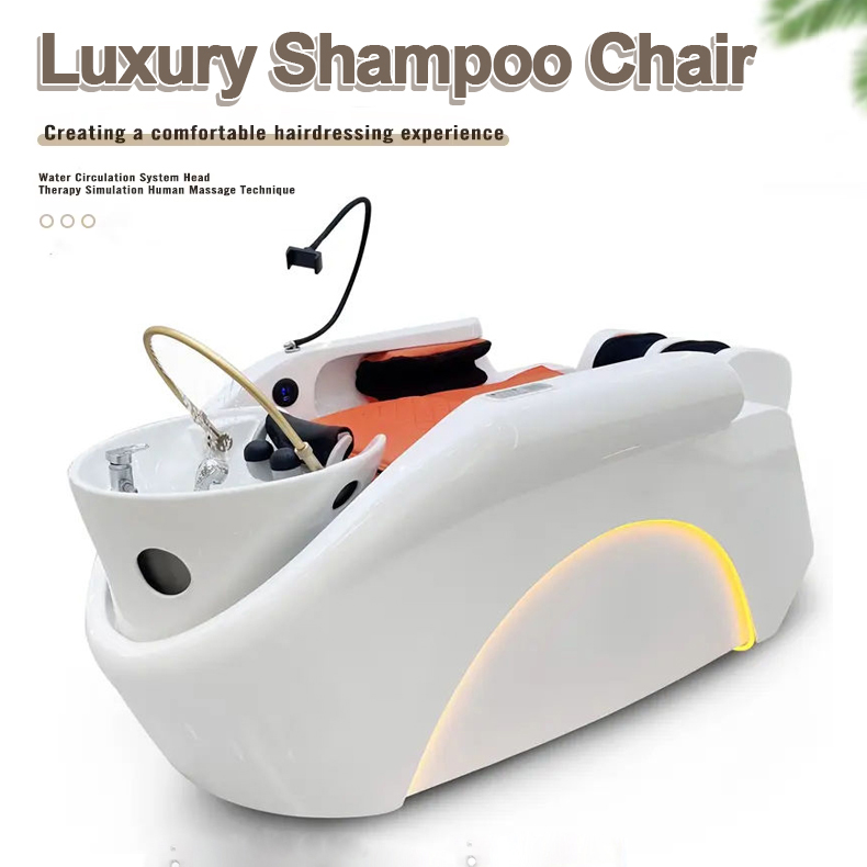 Professional Hair Salon Barber Shop Shampoo Bed Top Notch High-end Luxury Salon Furniture Shampoo Chair Hair Washing Head Back Leg Massage Shampo