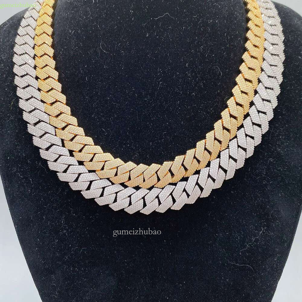 Passed Vvs Test Hip Hop Jewelry Necklace 15mm GRA Ice Out Moissanite Dia Cuban Chain Popular with Rappers