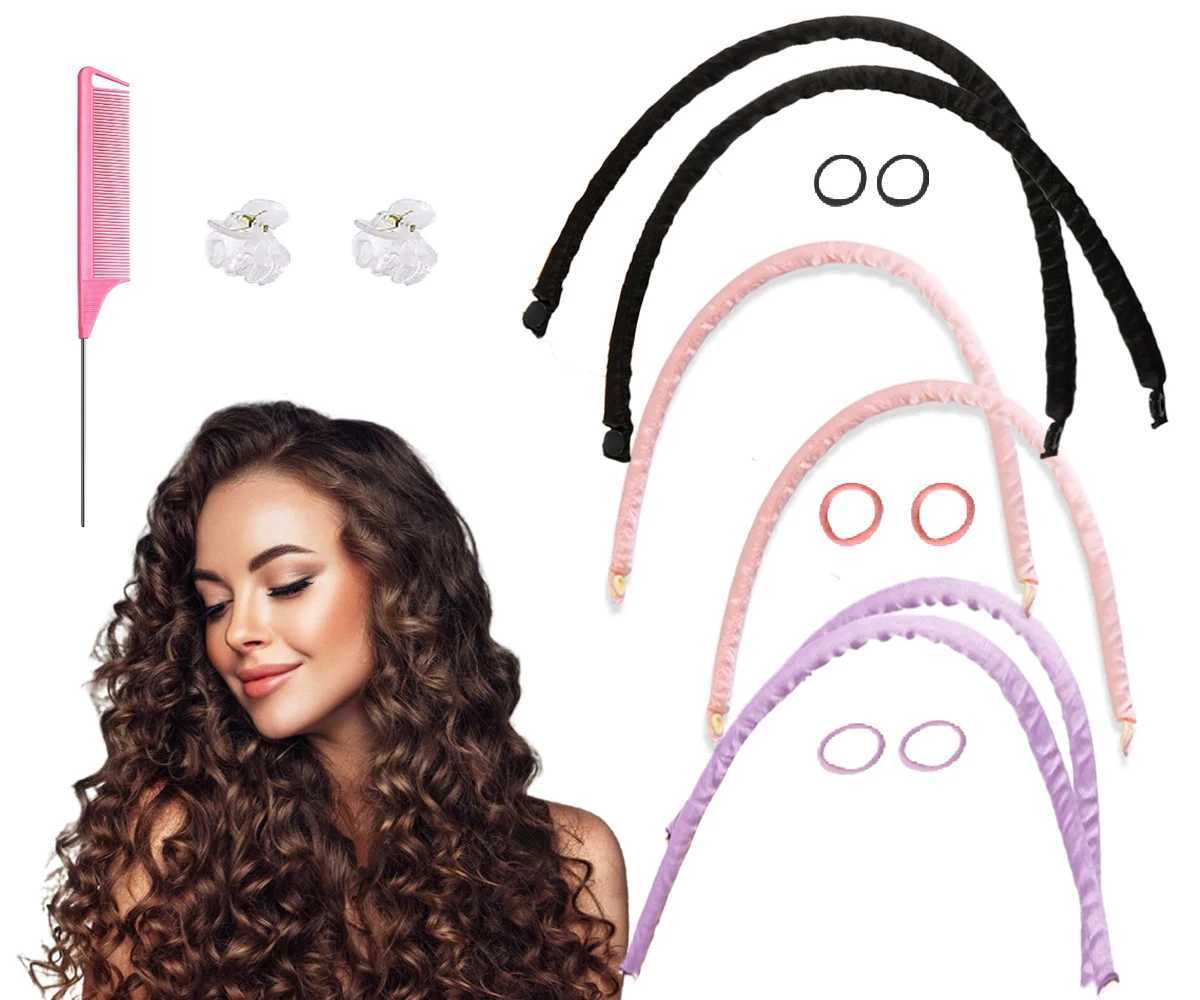 Mini Thin Non Heat Curl Headband for Easy Night Free Curling Lazy Girls Soft Wave Non Heat Button Headband W250113